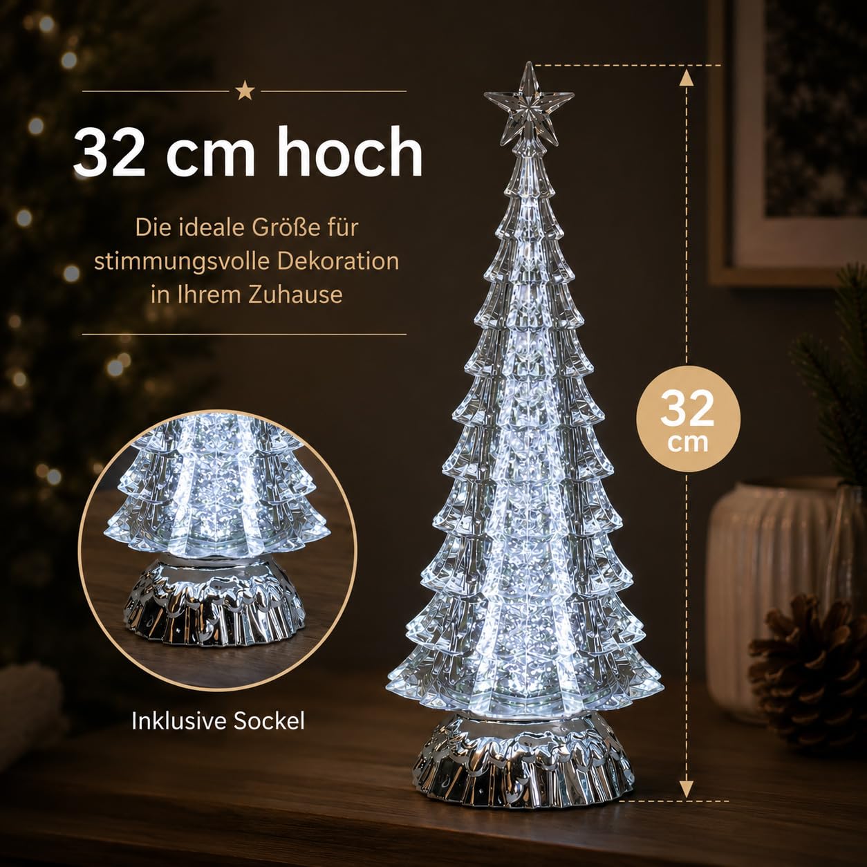 formano Drzewko oświetleniowe 32 cm akryl z efektem wody, zasilanie USB i