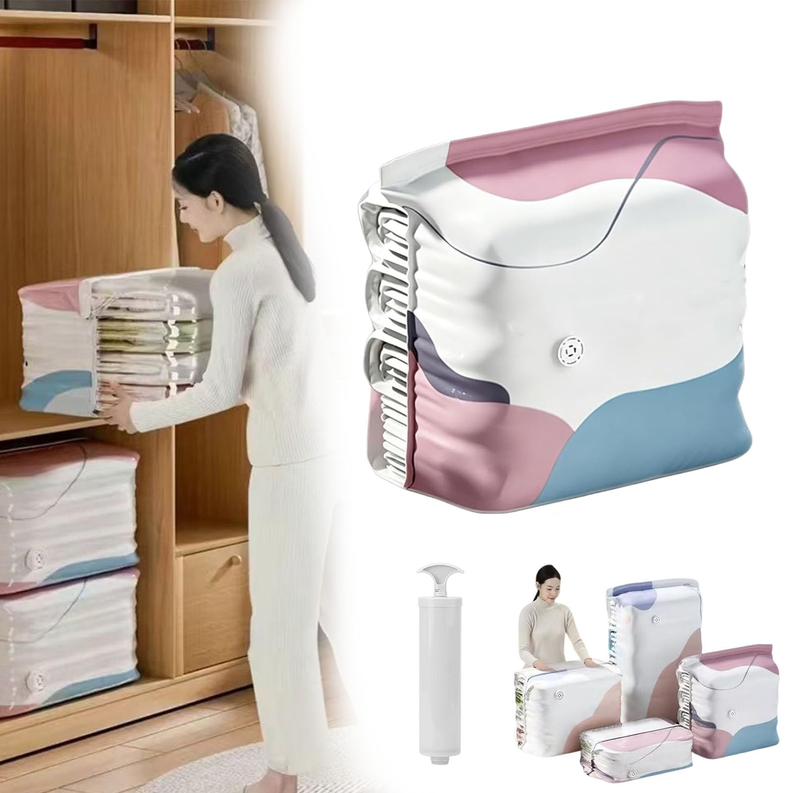 zoocco No Pump Vacuum Storage Bags for Travel & Home Organization, Compress Clothes Fast and Save Space (80 * 100 * 32CM,1 PCS)