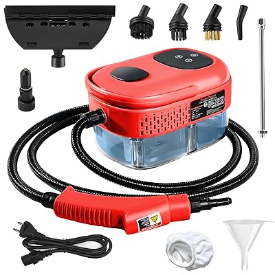 Handheld Steam Cleaner, 1000ml Water Tank, 15S Heat-up Time, Multipurpose Steamer for Home Use, Pressurized Steamer for Cleaning Floor, Upholstery, Grout and Car Red