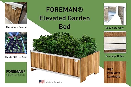 Miniatura 57 de Foreman Cama de jardín elevada con patas, caja de jardín al aire libre, maceta para exteriores, 36 pulgadas de largo x 12 pulgadas de ancho x 25
