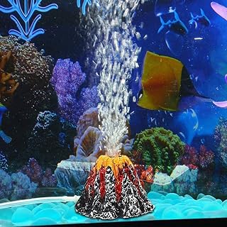 Pankero4c Aquarium Volcano with Air Bubble Stone, Realistic Fish Tank Volcano Ornaments for More Oxygen Volcano Aquarium Landscape Decor, Great Addition to Fish Tank Beta Aquarium