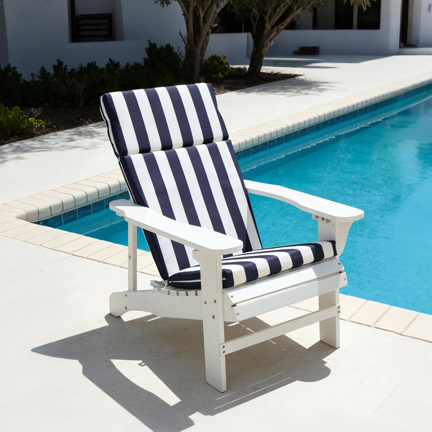 Adirondack Chair High Density Foam Cushions,High Back Outdoor Rocking Chair Cushion, Striped