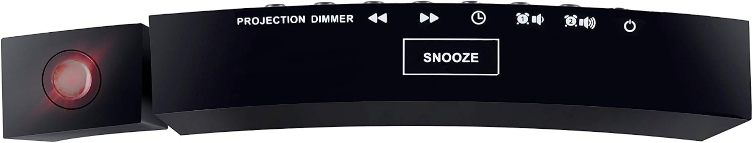 Magnasonic Alarm Clock Radio with USB Charging for Smartphones & Tablets, 180 Degree Time Projection, Dual Alarms, 1.2" Curved LED Display with Dimmer, Snooze Function, and Sleep Timer (CR20)