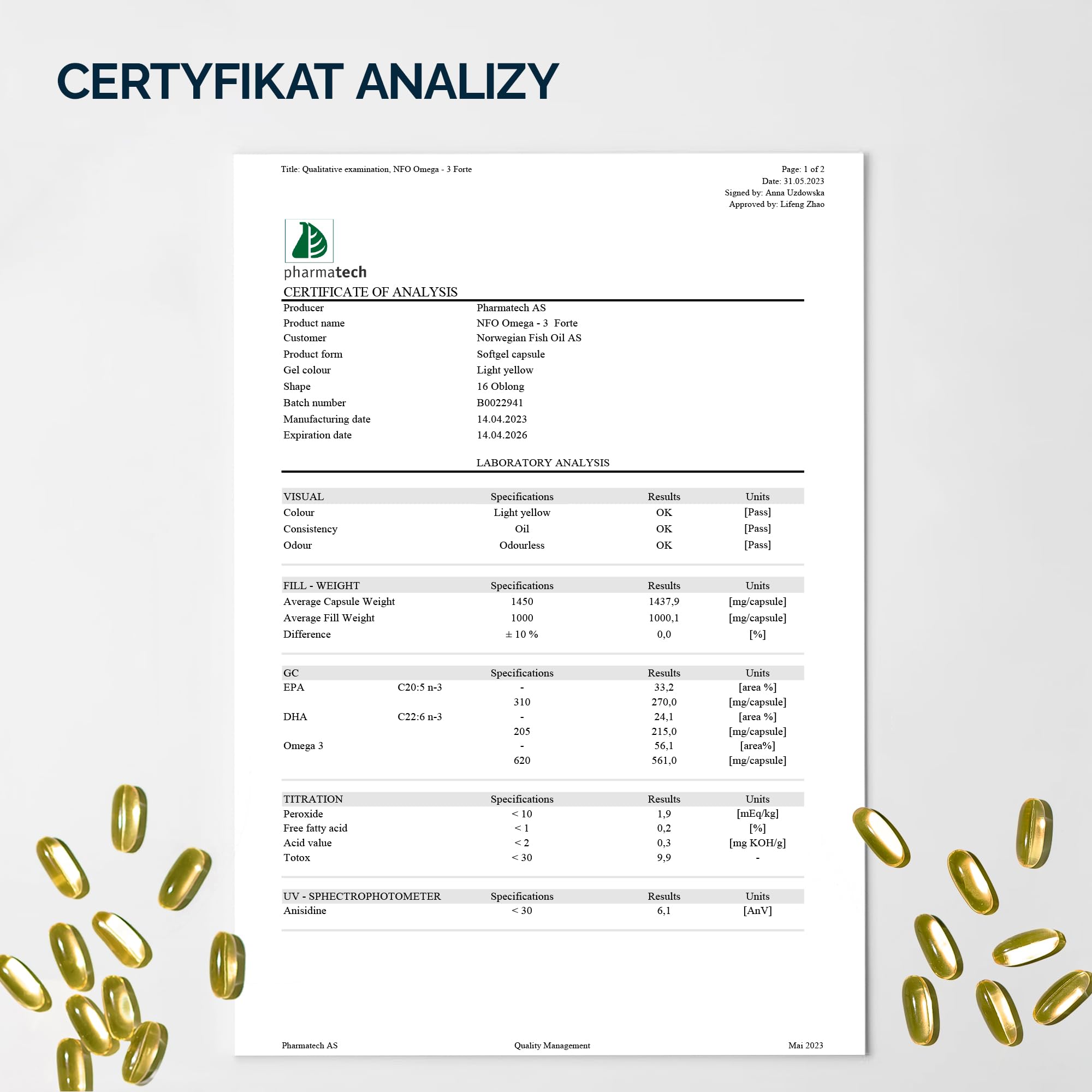 NFO Omega 3 Forte – 360 kapsułek | wysoka dawka oleju rybnego premium z Norwegii | z EPA DHA i witaminą E | Kształt estru etylowego | Opakowanie ekonomiczne | Made in Norway