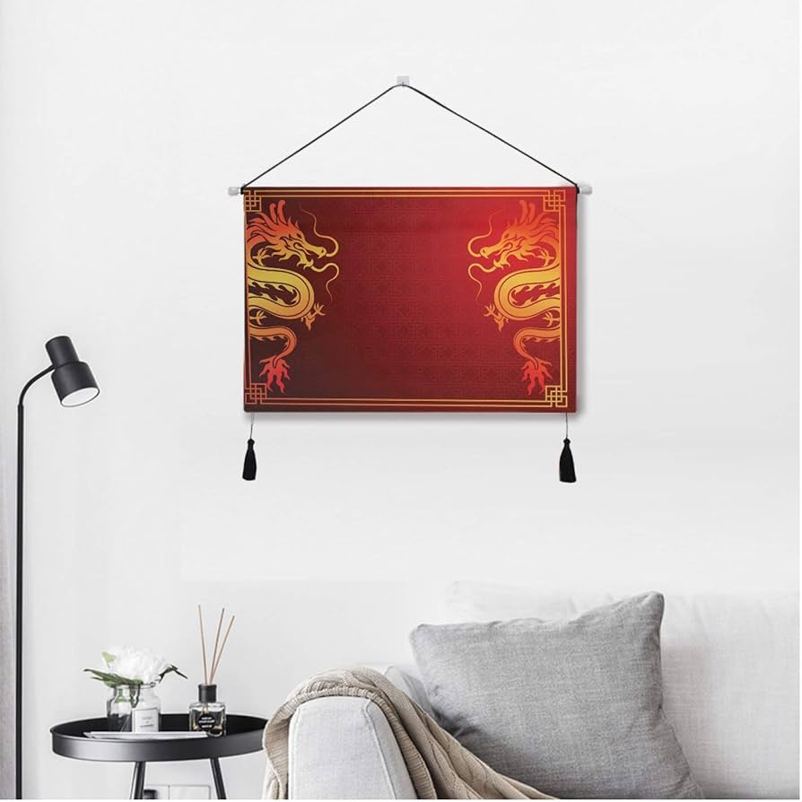 龍タペストリーと掛け軸台コンパクトセット