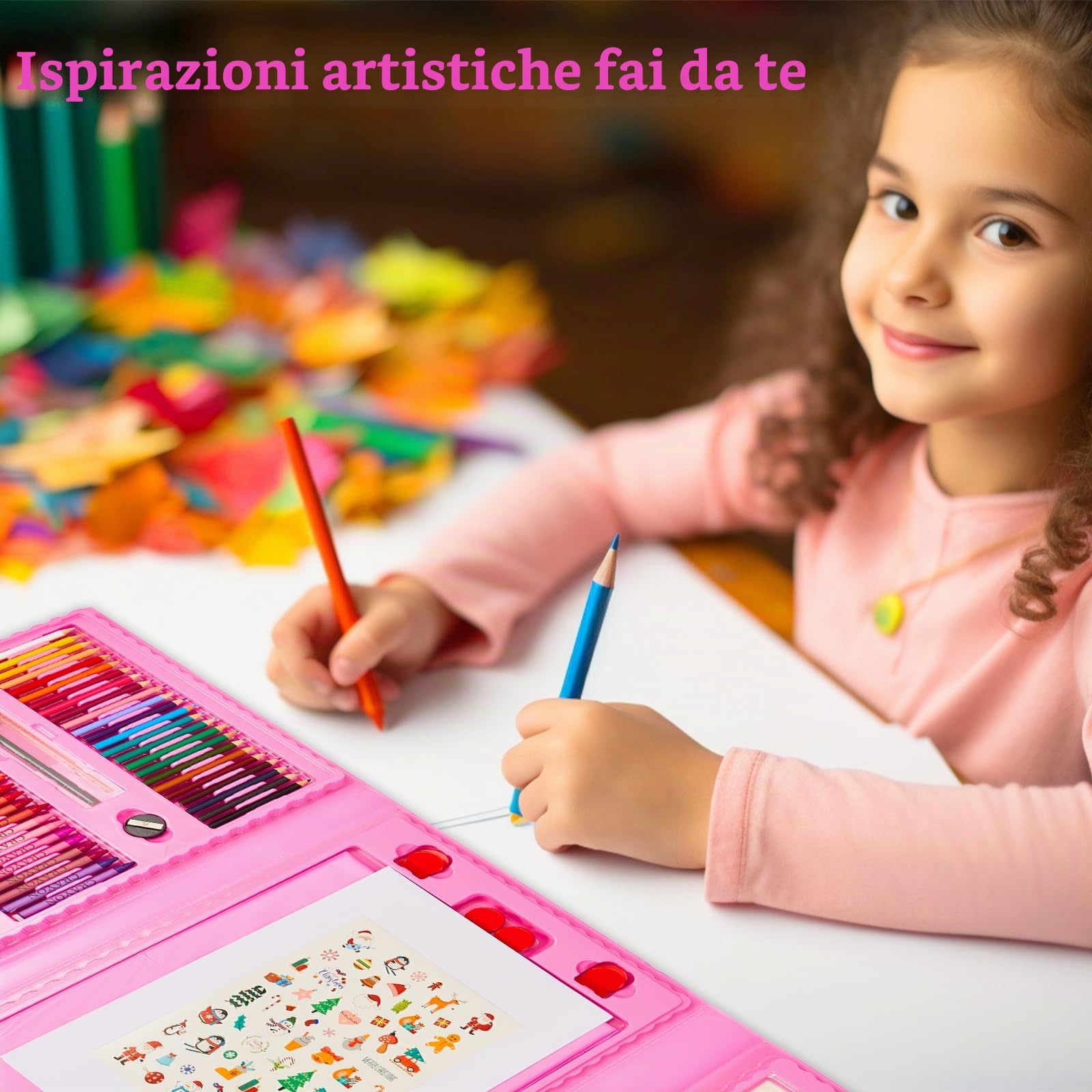KINSPORY 290 pezzi valigetta colori bambina, pittura valigetta per bambini, Set per disegno, kit disegno acquarellabili bambini