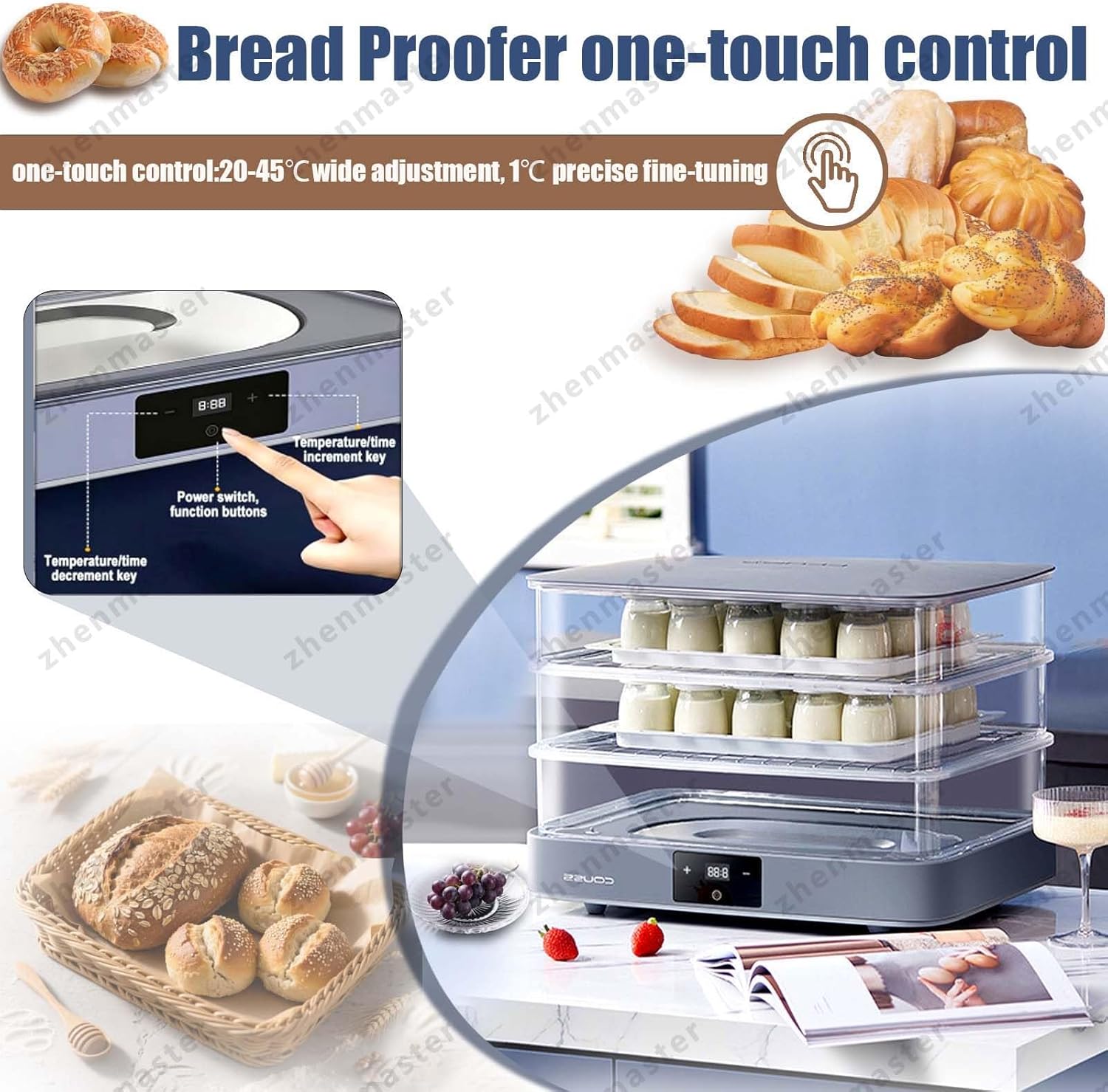 40L Electric Dough Proofer And Fermentation Box With Precise Digital Temperature Control, Automatic Humidity, Ideal For Bread Proofing, Yogurt Making, Rice Wine And Food Warming