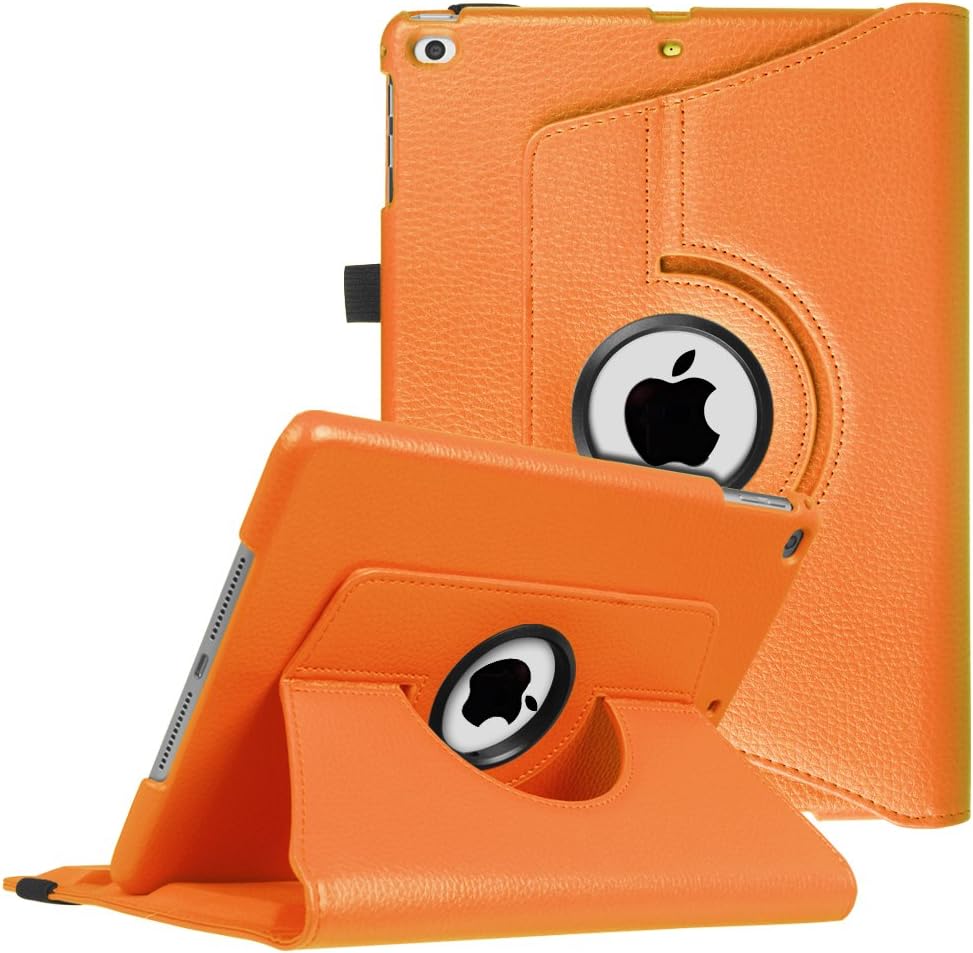 Fintie Case for iPad 9.7 2018 2017 / iPad Air 2 / iPad Air - 360 Degree Rotating Protective Stand Cover with Auto Sleep Wake for iPad 9.7 inch (6th Gen, 5th Gen) / iPad Air 2 / iPad Air, Orange
