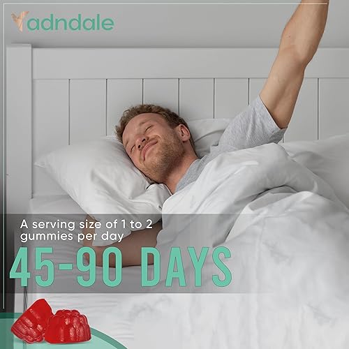 Miniatura 9 de Adndale Gomitas de glicinato de magnesio 15 en 1 de 180 ct, 400 mgserv, con malato de magnesio, Ashwagandha, cereza ácida, corteza de magnolia,