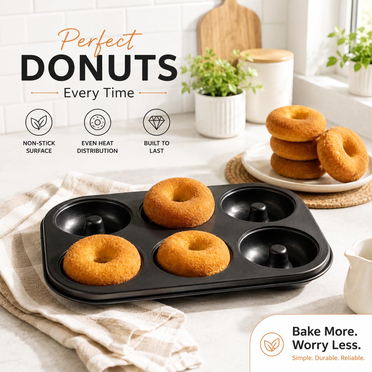 CURATED CART Donut Mould for Baking, 6 Cavity Donut Pan, Suitable for Microwave, OTG Oven, Dishwasher Safe, SGS Certified Quality (Pack of 1) 3