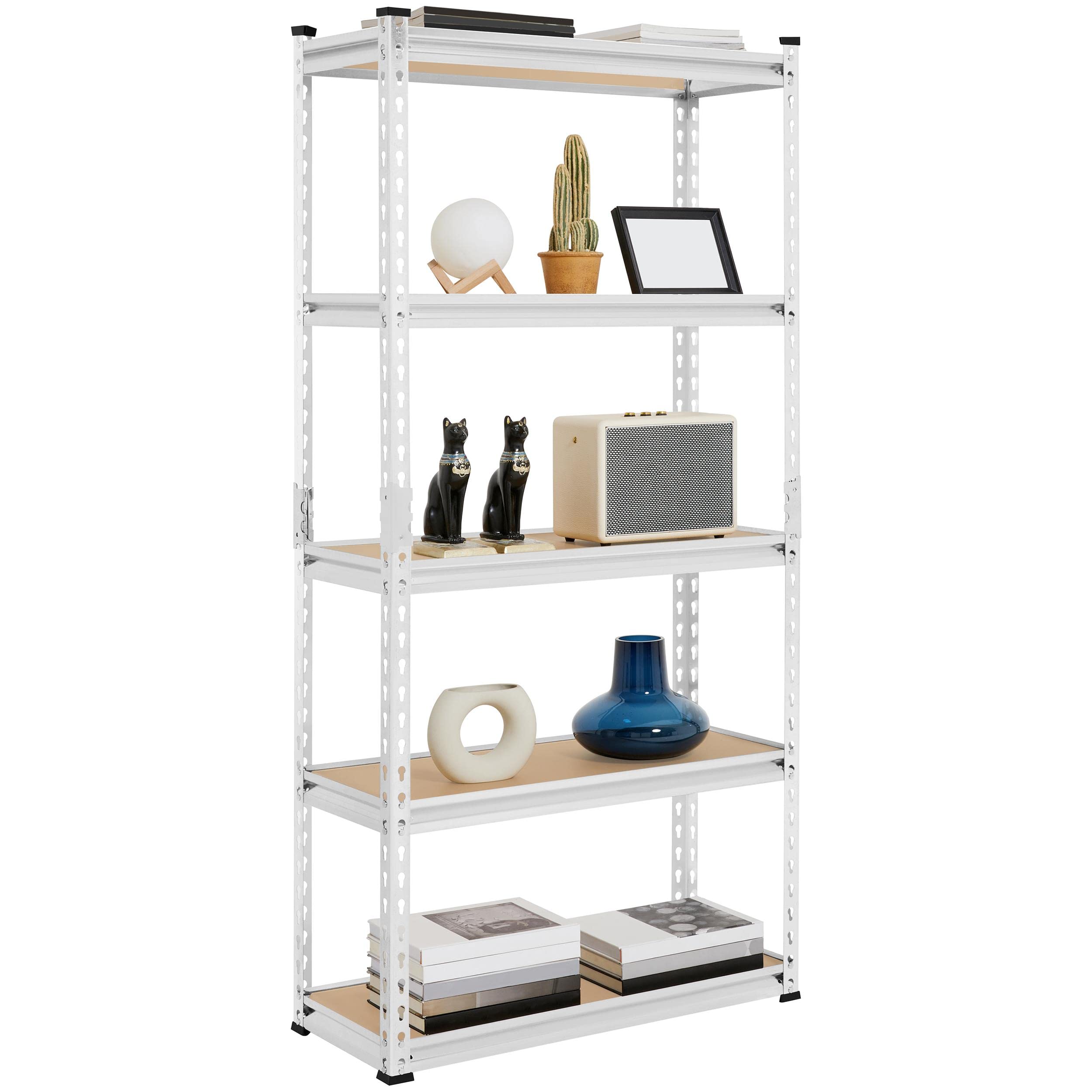 Yaheetech Garage Shelves Heavy Duty 5 Tiers Boltless Display Stand Steel Frame Garage Shelf with Adjustable Shelves Boltless Shelving Unit for Free Combination/Garage/Warehouse,75x30x153cm,Silver