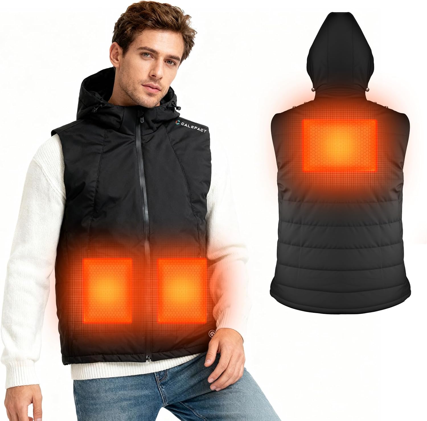 Men’s Heated Vest, 4 Heating Zones Nano-Carbon Graphene, Waterproof Lightweight Electric Heated Vest