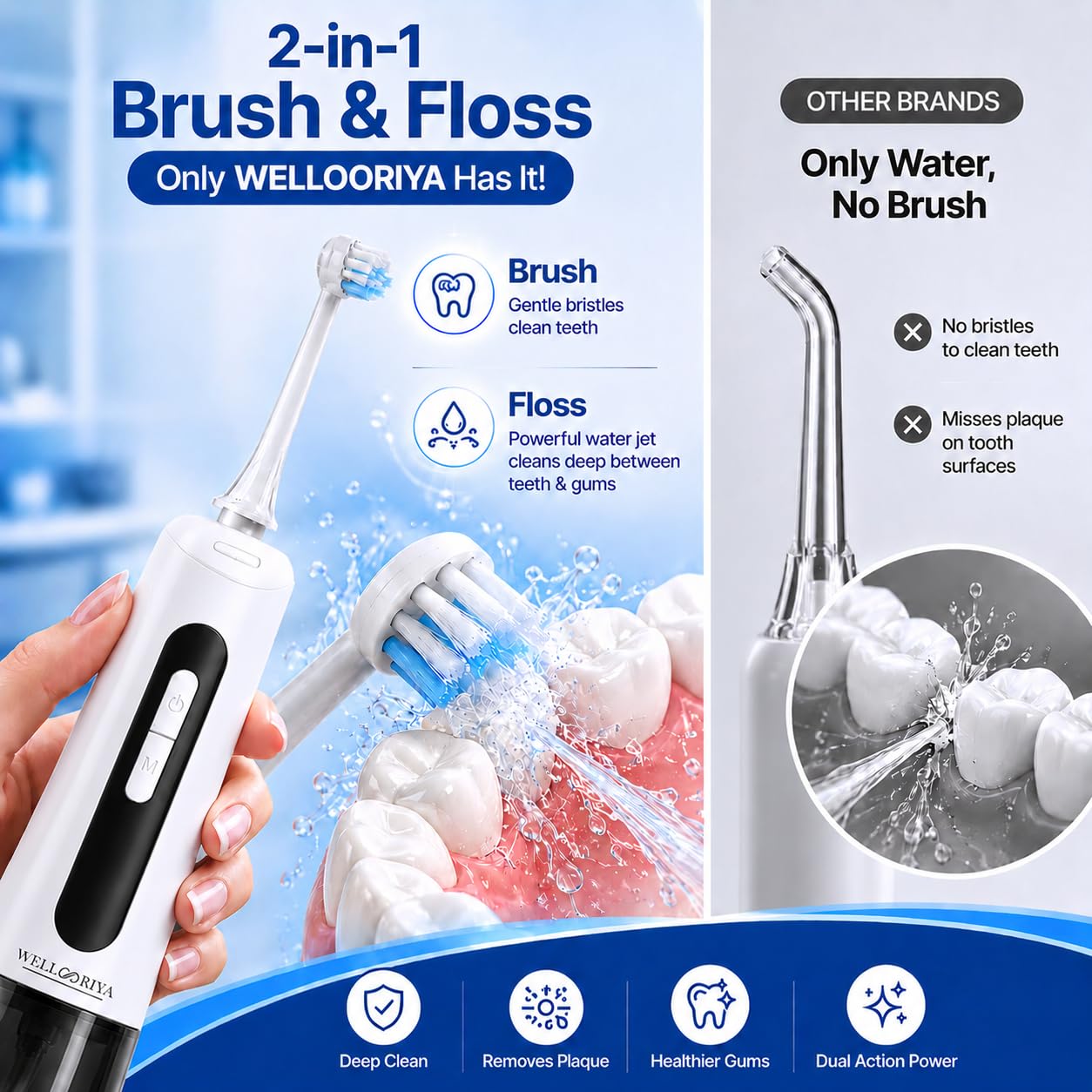 Water Flosser - Dispositivo de hilo dental inalámbrico recargable (blanco)
