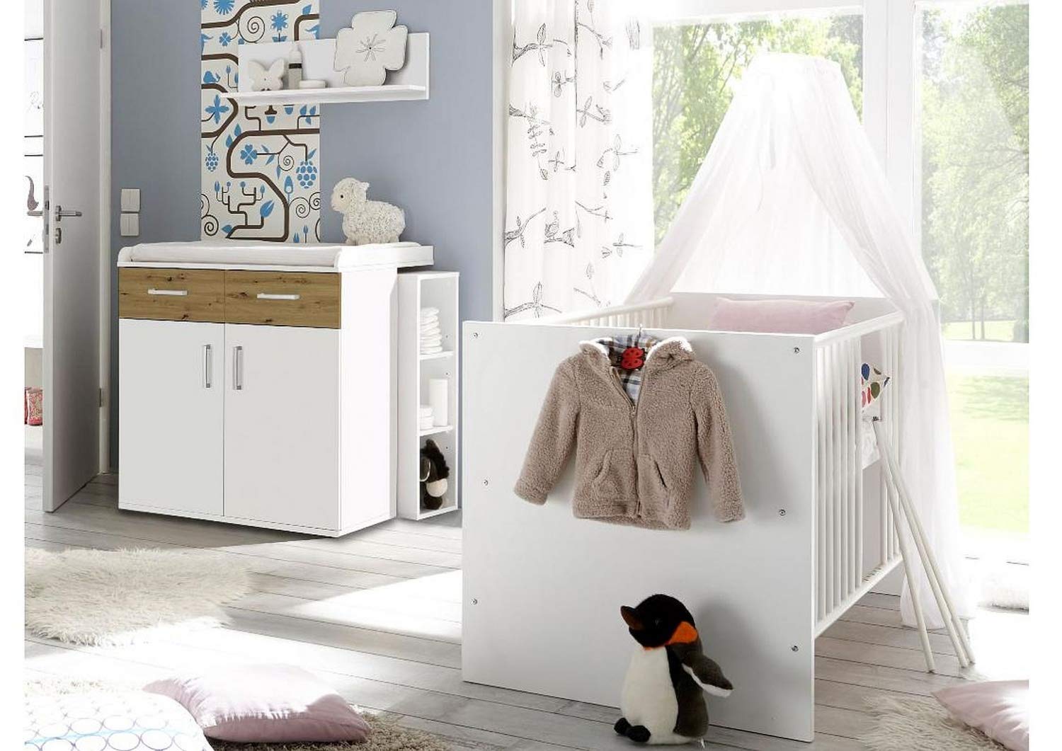 Sienna Kinderzimmer Komplett-Set 20064 - Babyzimmer 7 TLG. Komplett Set Baby Komplettset mitwachsend (Asteiche)