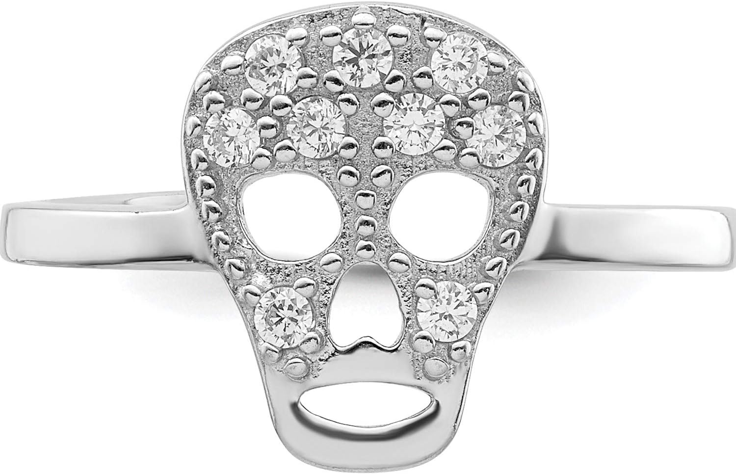 Sterling Silver Rhodium-Plated Cz Skull Toe Ring - Jewelry By Sweet Pea