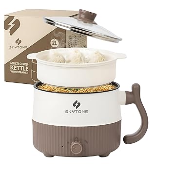 SKYTONE Multipurpose Electric Kettle With Ceramic Coating 2L | Non-Stick Hotpot Cooker For Boil, Steam, Fry, Saute | Multi Cooker Kettle For Water, Milk, Egg, Tea, Soup, Babyfood, Rices (Modern)