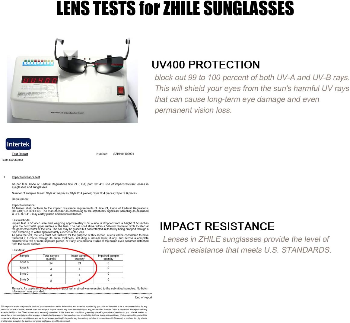 ZHILE Wrap Polarized Sunglasses Rectangular Metal Frame Classic Style Large Size - Image 6