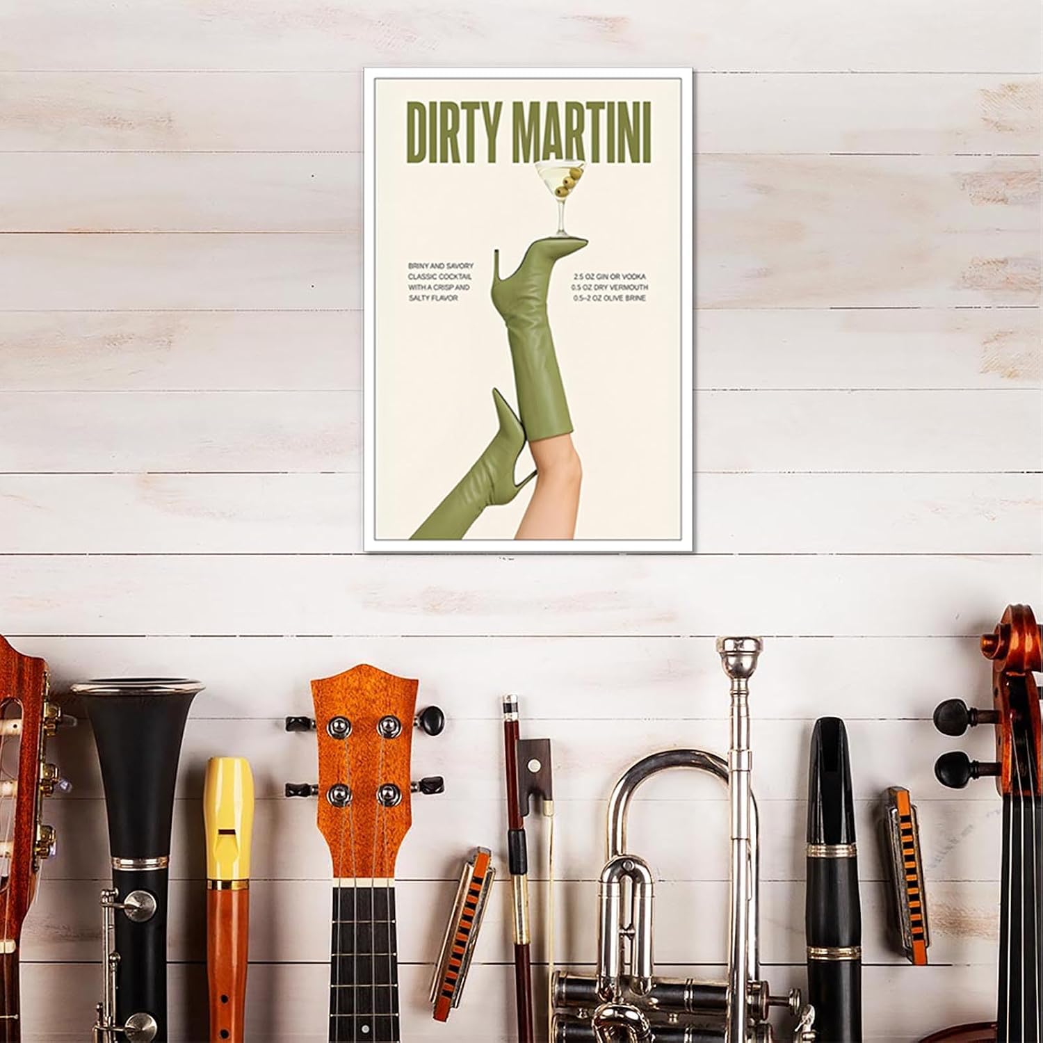 Green Cowgirl Boots Canvas Wall Art Trendy Olive Martini Print Poster Preppy Coquette Feminist Cocktail Wall Decor Painting For Living Room Bedroom Bar Cart Wall Decor 12x16in Unframed image 4