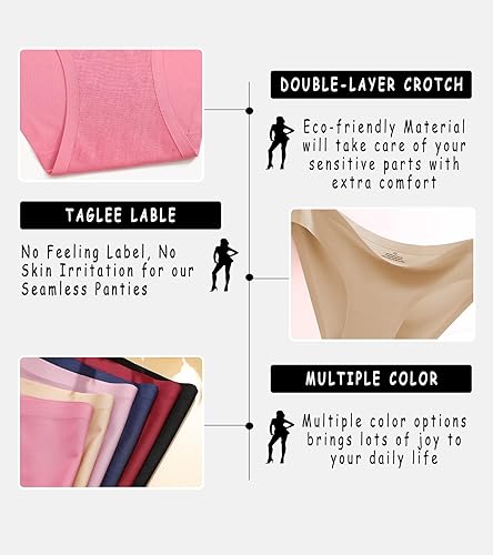 Miniatura 2 de Ropa interior sin costuras para mujer, suave, no se ve, sexy, corte alto, invisible, hipster, sedosa, atrevida, bikini para mujer, paquete de 6
