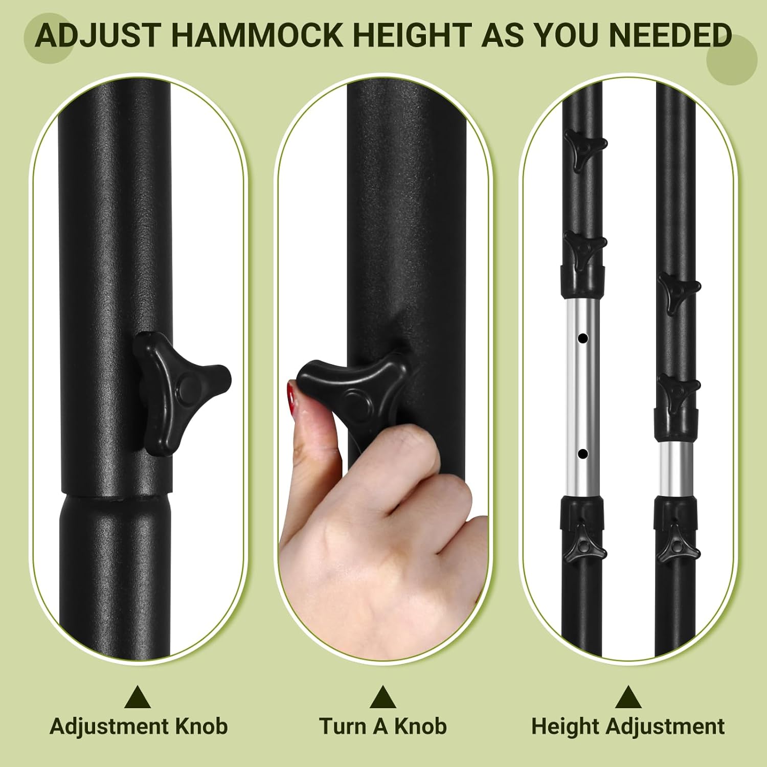 Hammock Stand Only- Heavy Duty, Black, 330 lbs Max Weight, Indoor/Outdoor, Easy Assembly, 1 Person, Metal