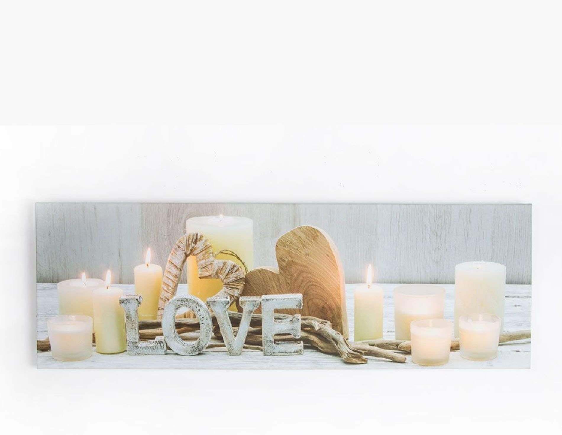 Art For The Home Love Led Printed Canvas - Neutral Wall Art - Photographic LED typography landscape design - Hang the wall - Feature design - perfect for most rooms at home