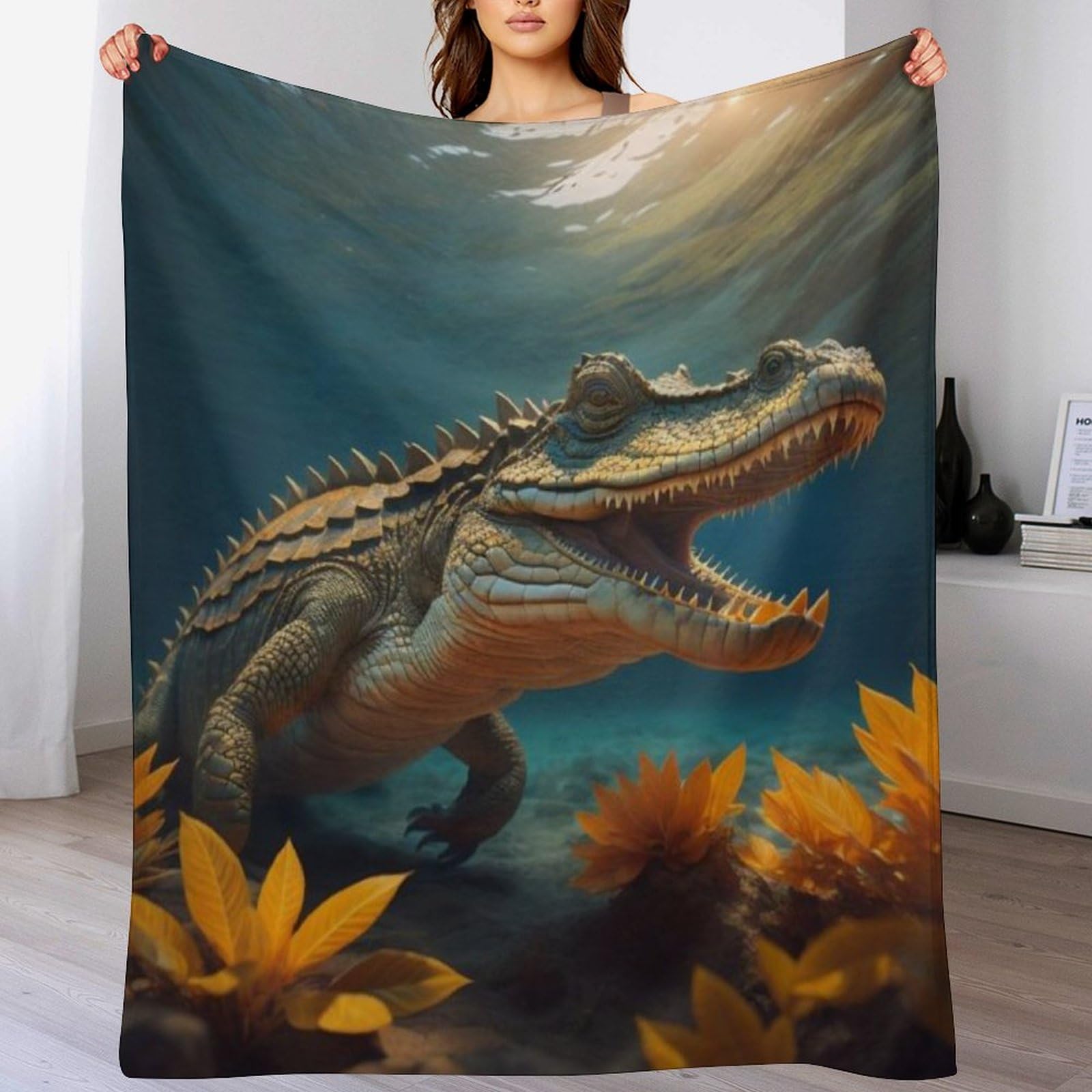 Couverture canapé crocodile en flanelle de qualité supérieure premium