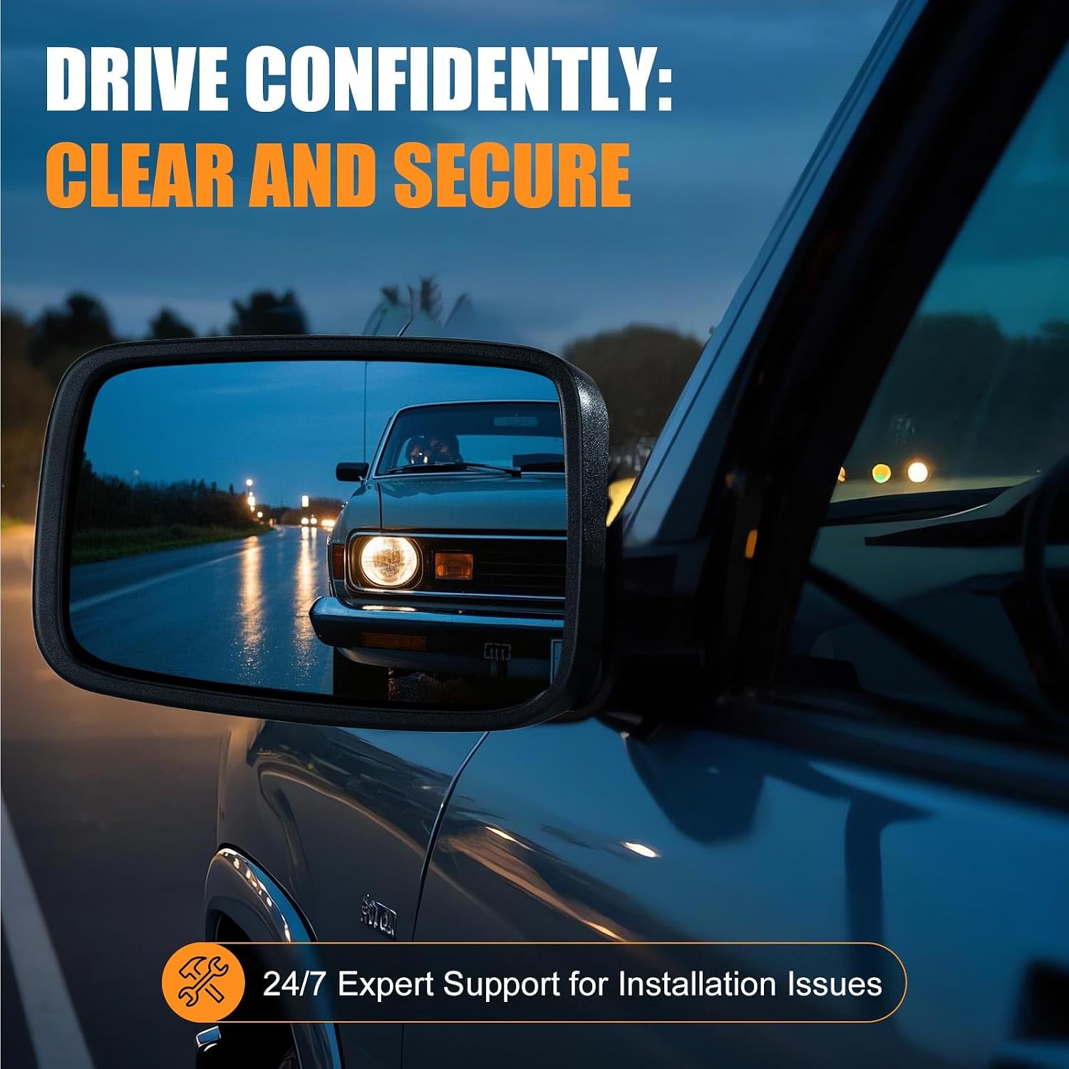 Driver Side Heated Mirror Glass Replacement for Dodge Ram Pick Up 1500 2500 2009-2018 - Heated Left Mirrors With Backing Plate, Replace 68079363AA 68050299AA
