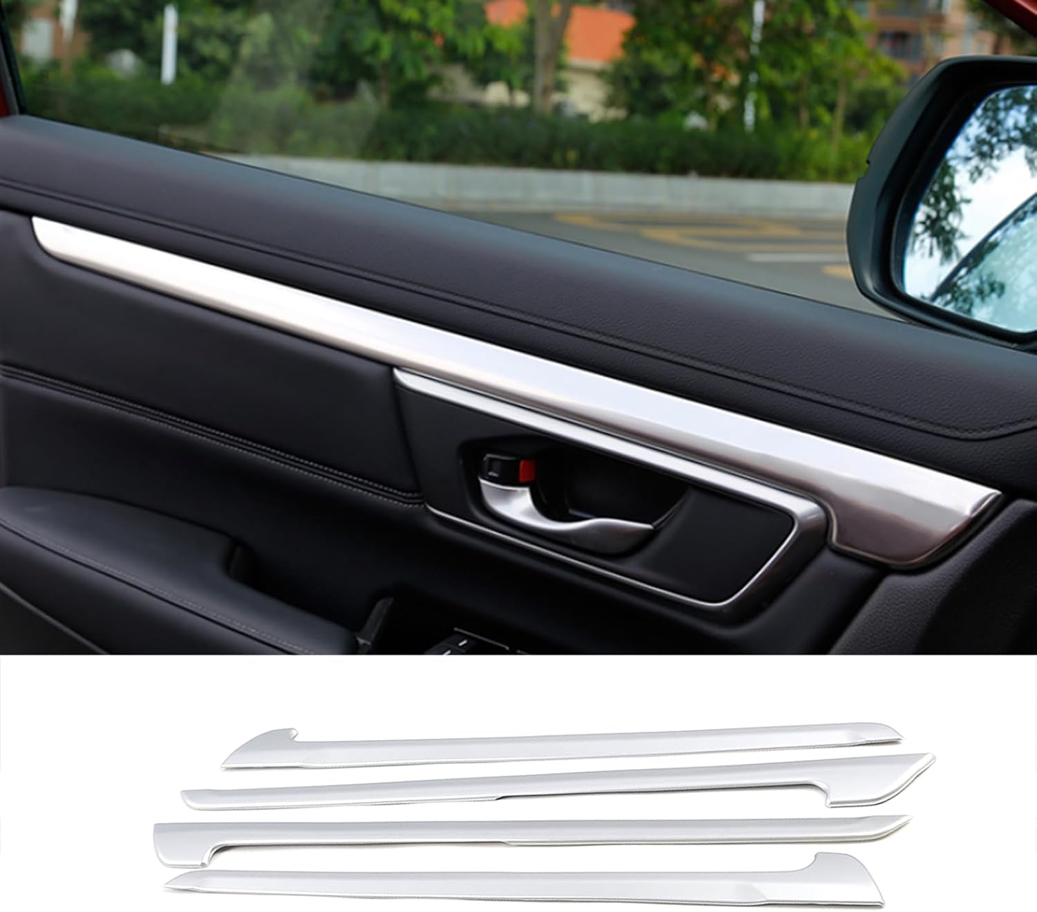 Car Accessories Fit for Honda CR-V CRV 2017-2022 Interior Door Panel Stripe Cover Automobile Door Moulding Decoration Trim (Matte Silver) ABS 4 PCS