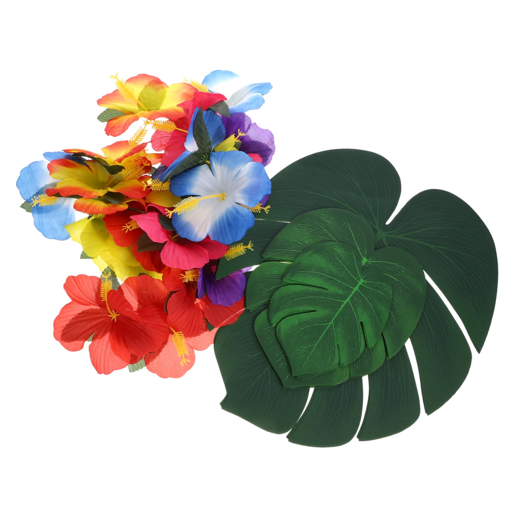 1 Set Decorazioni da Tavola per Feste Foglie e Fiori Simulati per Hawaiani per Celebrazioni e Raduni