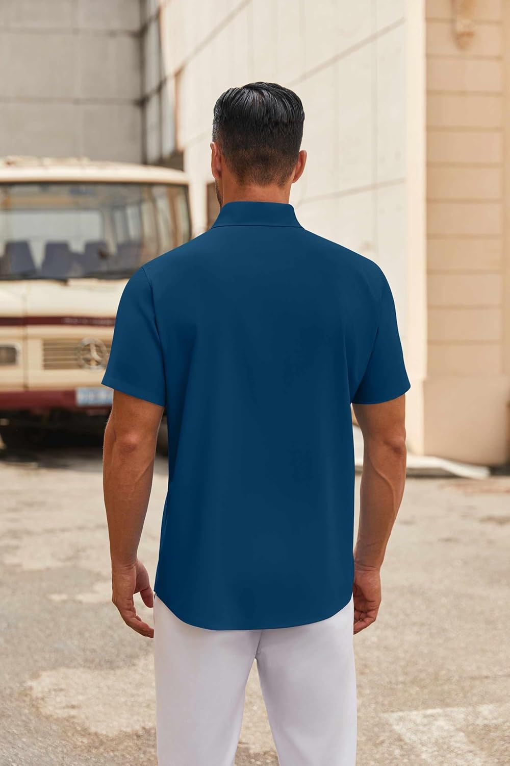 COOFANDY Mens Short Sleeve Button Down Shirts Casual Dress Shirt Untucked Shirts with Pocket - Image 4