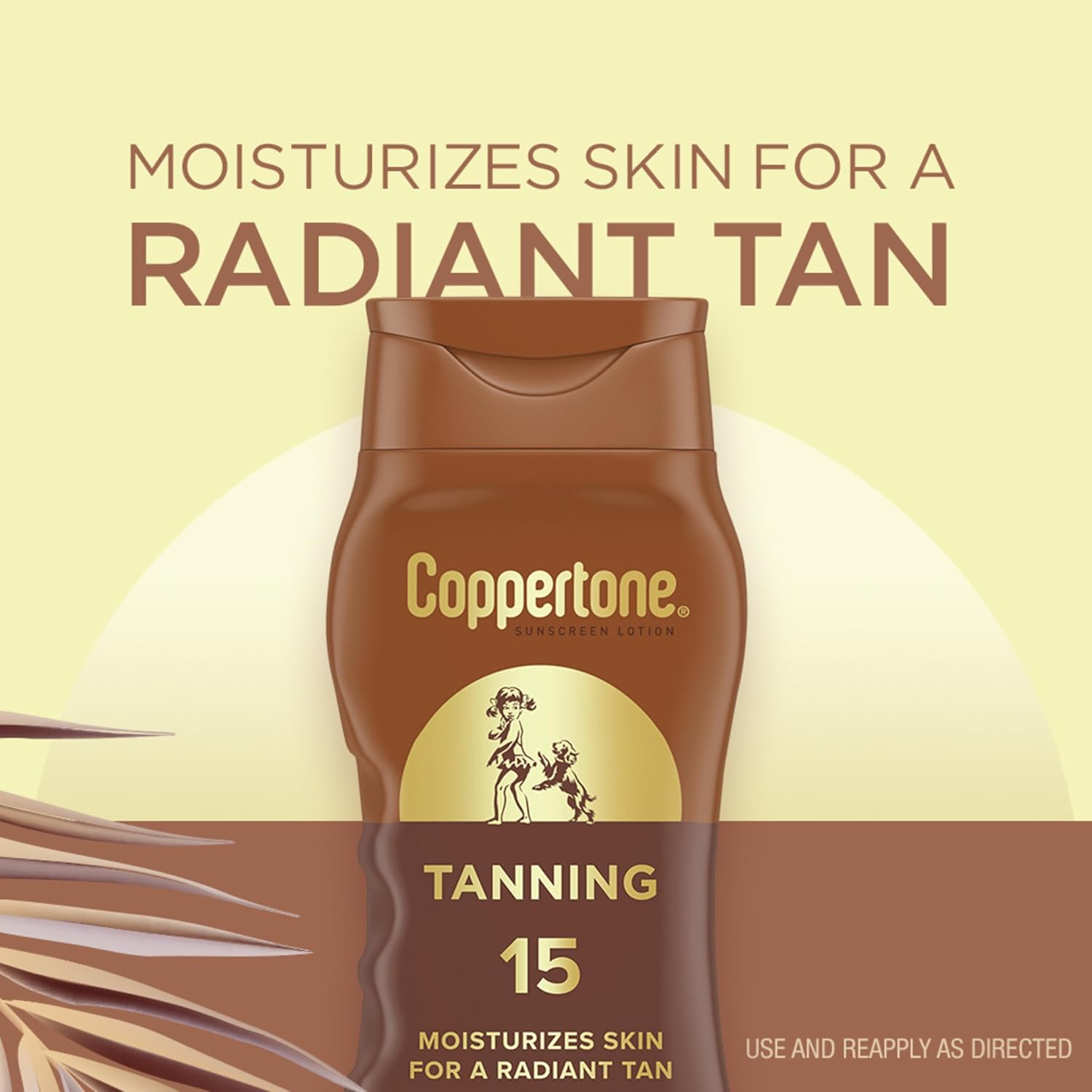 Coppertone Tanning Sunscreen Lotion, Water Resistant Body Sunscreen SPF 15, Broad Spectrum SPF 15 Sunscreen, 8 Fl Oz Bottle (Pack of 12)