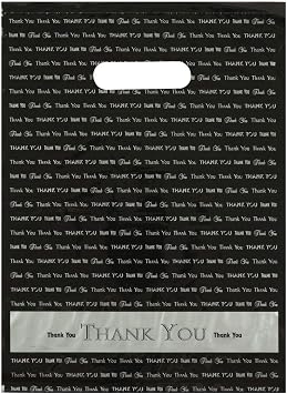 9x12 Black "Thank You" Die Cut Handle Plastic Bags 50/cs- Bags Direct Brand