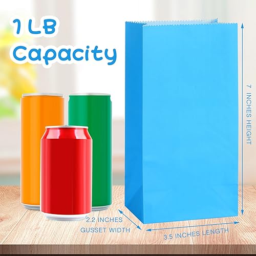 Vista 21 de Containlol 200 bolsas de papel pequeñas, mini golosinas de papel de 1 libra, bolsas de almuerzo de papel kraft de 6.7 x 3.54 x 2.36 pulgadas