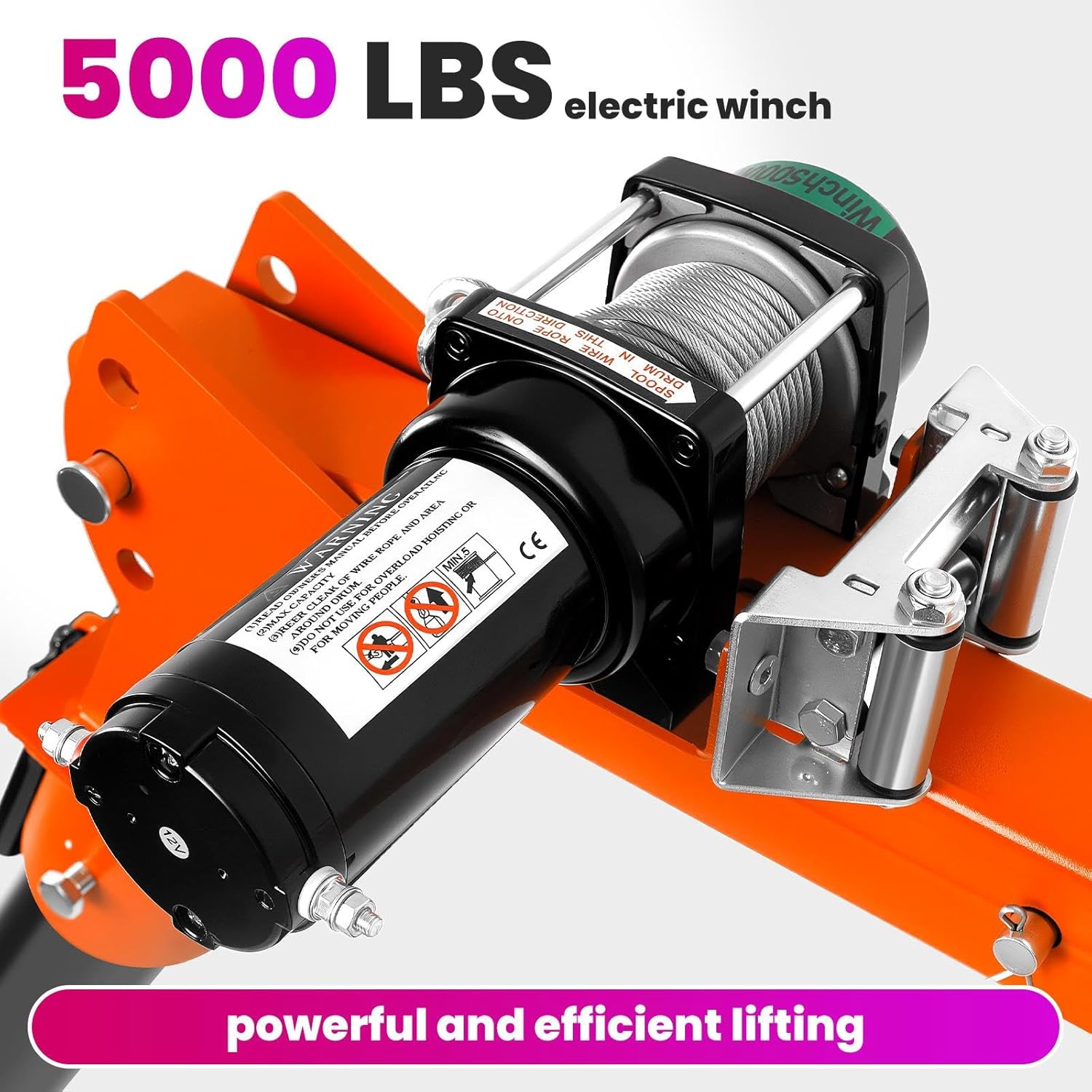 Truck Crane 5000LB with 12V Electric Winch, Heavy-Duty Folding Pickup Truck Bed Crane, 360° Swivel Jib for Construction and Factory Goods Lifting
