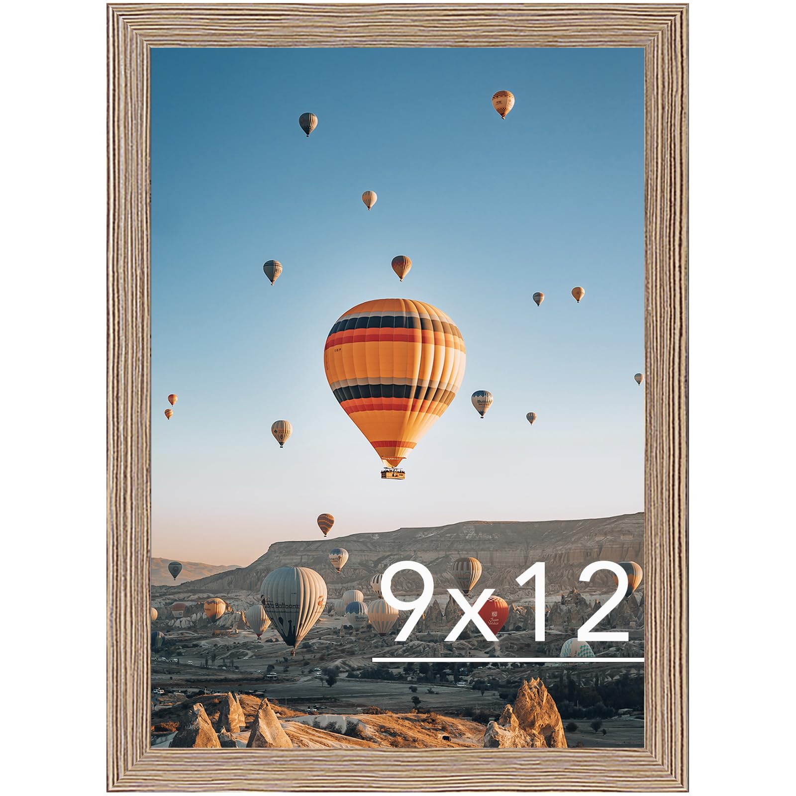 JCJMY 9x12 Picture Frame Rustic Brown for Wall Hanging, Wall Mounting Horizontally or Vertically, 9 x 12 Wall Gallery Poster Photo Frame with Shatter Resistant Plexiglass, Rustic Brown