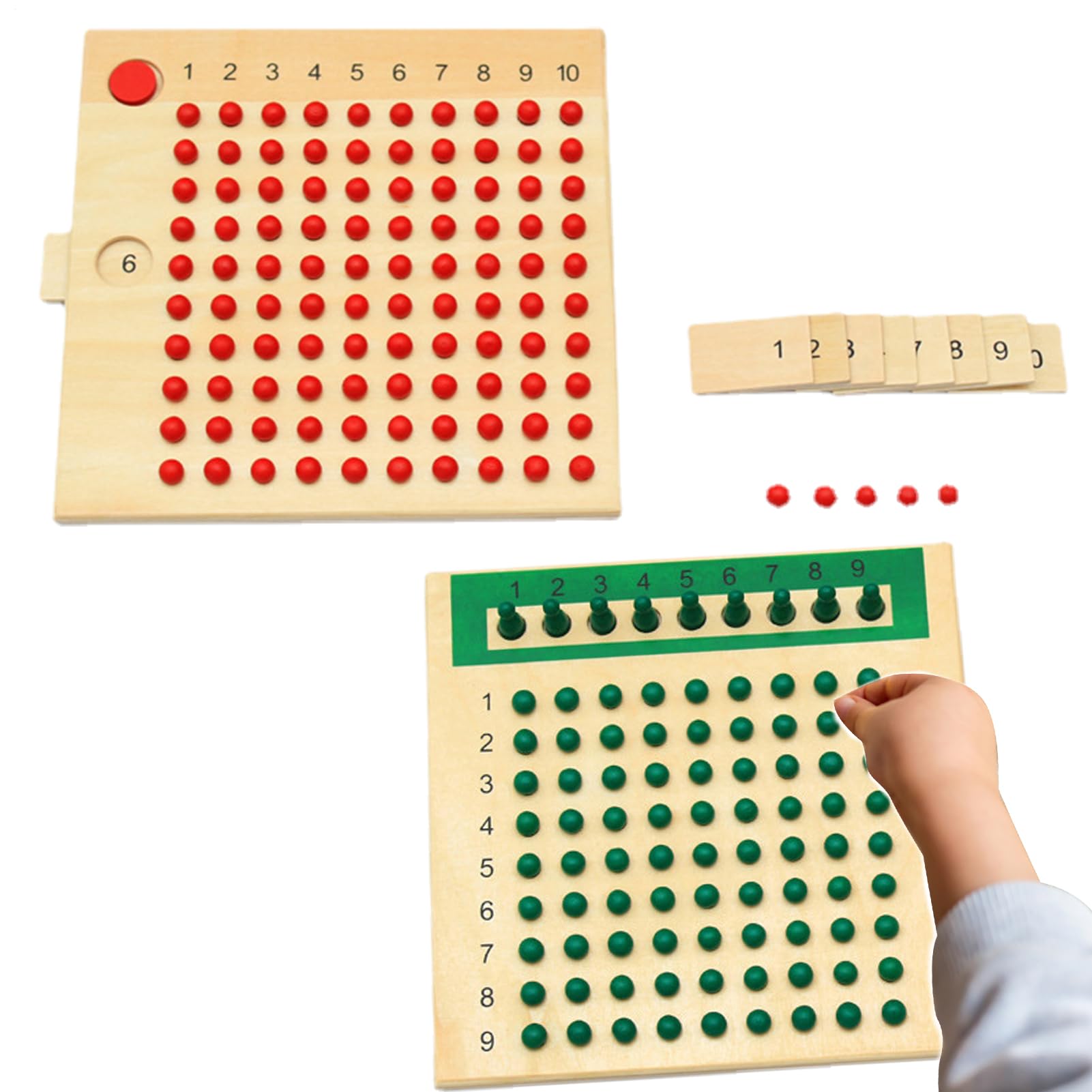 Tablero para multiplicaciones de madera – Atrae el interés de los niños, tablero para multiplicaciones y divisiones de material matemático de madera real, juguetes para el aprendizaje