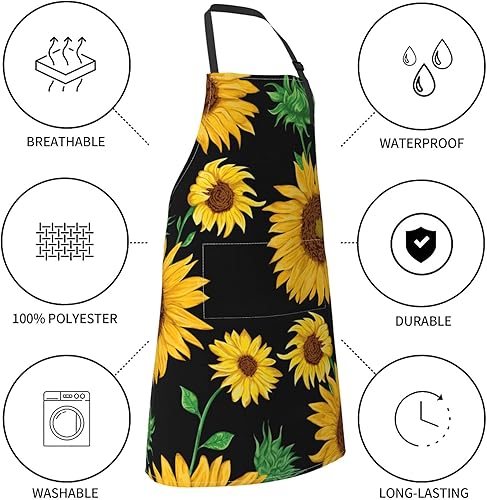 Miniatura 7 de Delantales personalizados, delantal impermeable personalizado con bolsillos para hombres y mujeres, babero de chef de cocina ajustable personalizado