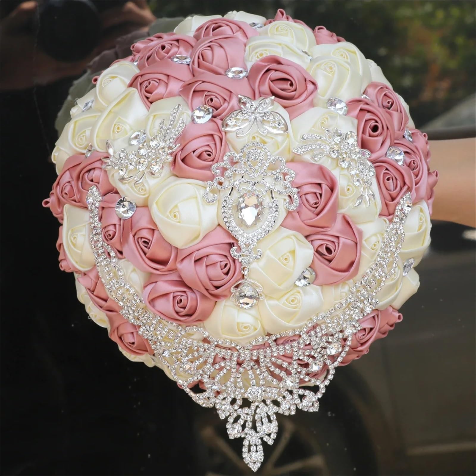 Bouquet da sposa in strass satinato