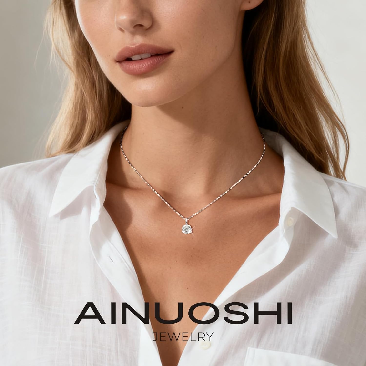 AINUOSHI Moissanite Necklace for Women 1/1.5/2CT - 925 Sterling Silver Solitaire Moissanite Pendant Necklace D Color VVS1 Clarity, White Gold Plated Dainty Necklace for Women Jewelry Gifts for Her - Image 6