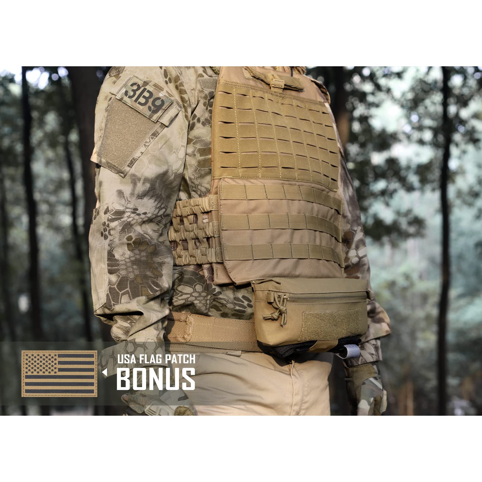 FLYYE タクティカルベスト + マガジンダンプドロップポーチ　A-TACS FLYYE Magazine Drop Pouch A-TACS FG (A-TACS森林ver