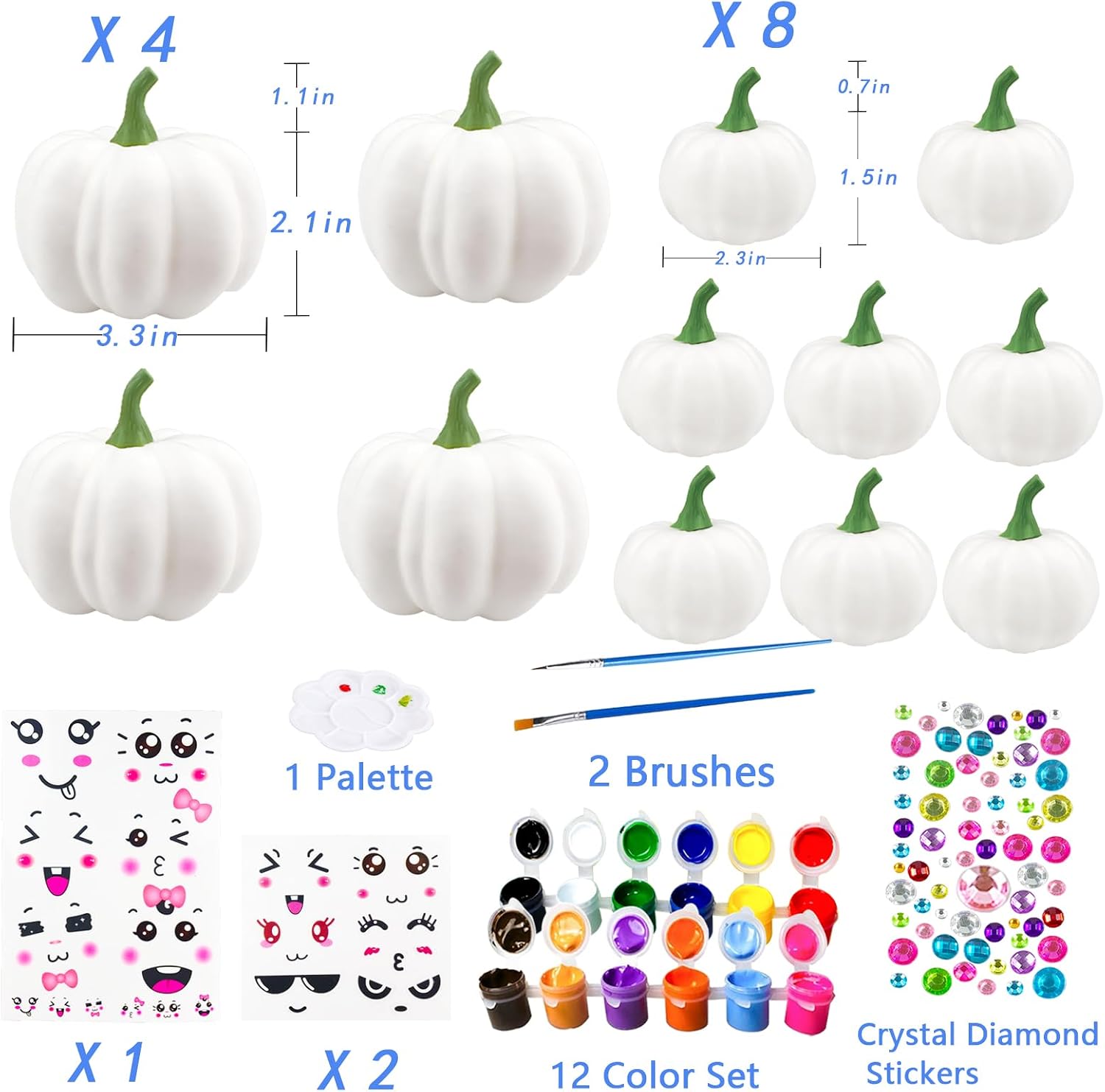 JIABNUKKN Pumpkin Decorations Halloween Crafts 12Pcs White Artificial Pumpkin Kit with Sticker Kids DIY Arts and Crafts for Halloween Party Thanksgiving Home Fall Decor image 3