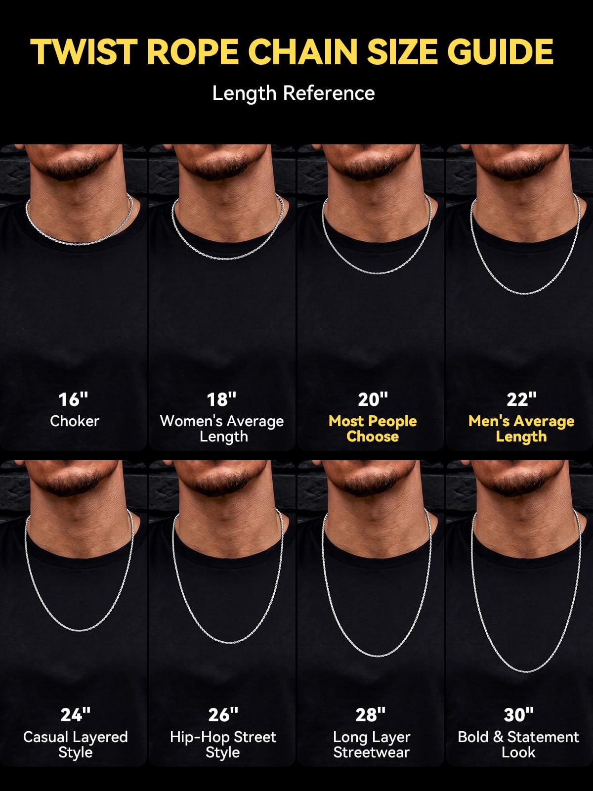 ChainsHouse Collana da uomo in acciaio inossidabile con chiusura a bottone