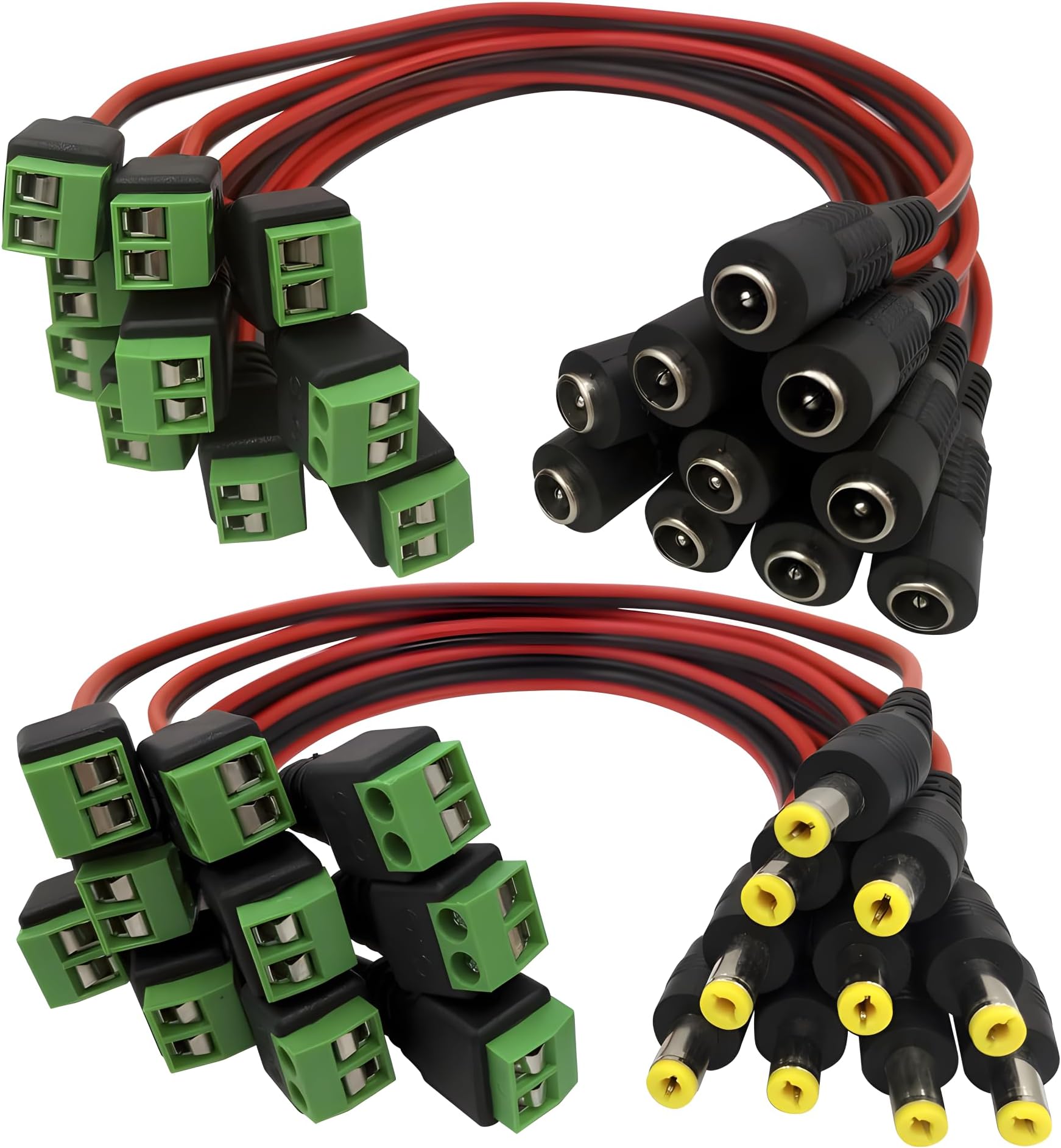 Igreeman 10 Pair Quick-Connect DC Power Pigtails - 18 AWG, 5A - Comes with Unique Terminal Jack Socket for Top-Notch Security Surveillance & Party Lighting - 2.1mm * 5.5mm Connectors