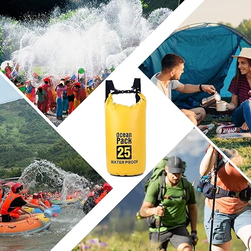 Miniatura 8 de Bolsa seca impermeable de 25 litros de capacidad, mochila impermeable enrollable para kayak, camping, viajes en la playa y aventuras al aire libre,