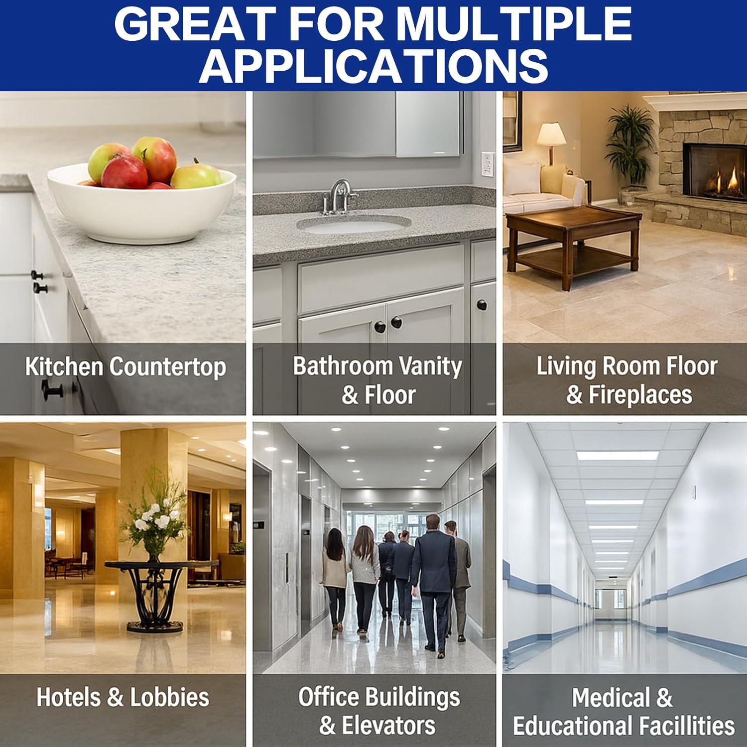 Marble Polishing Powder 2.2LB – Professional Stone Polish for Marble, Granite & Quartz – Removes Water Spots, Light Scratches & Dullness – High Gloss Shine Restorer for Countertops, Floors & Bathrooms