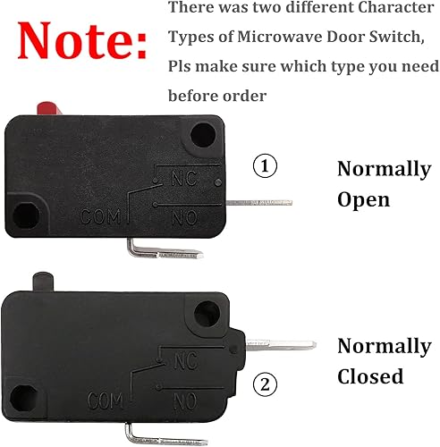 Miniatura 7 de Pieza de repuesto para interruptor de puerta de horno microondas, 16A 125VAC, KW3AT-16 (compatible con KW3A-16), 2 veces normalmente abierto + 1