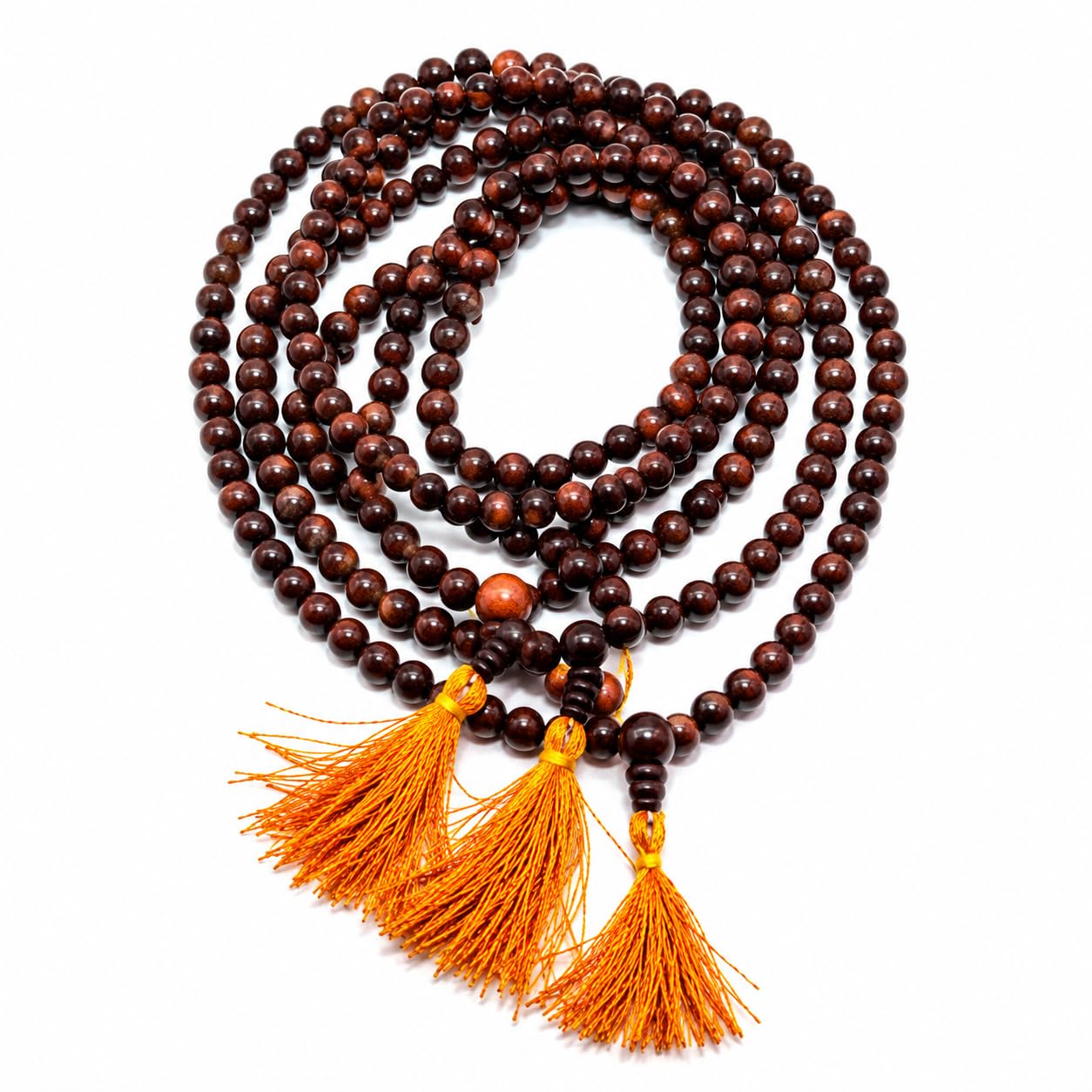 Original Red Sandalwood (Red Chandan) Jap Mala 108 Beads for Men & Women | Handmade Wooden Prayer Mala for Meditation, Yoga, Chanting & Spiritual Practices-image-7