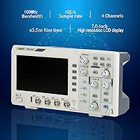 Vista 3 de SDS1104 4CH Osciloscopio de almacenamiento de escritorio digital 7 "Pantalla LCD Oscilómetro portátil de mano 100MHz 1GS/s SCPI y LabVIEW compatible