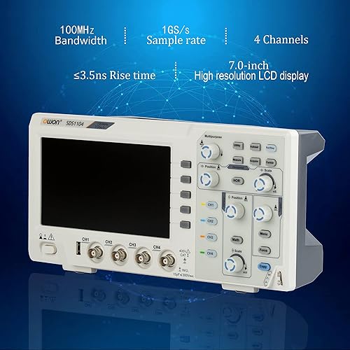 Miniatura 3 de SDS1104 4CH Osciloscopio de almacenamiento de escritorio digital 7 "Pantalla LCD Oscilómetro portátil de mano 100MHz 1GSs SCPI y LabVIEW compatible