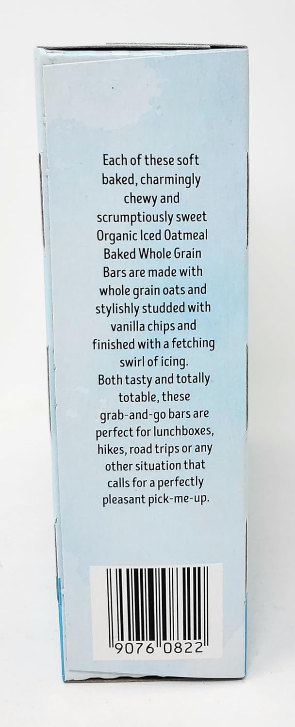 Organic Iced Oatmeal Baked Whole Grain Bar 6-1.27oz Bars 7.62 oz/216g (Pack of 2)